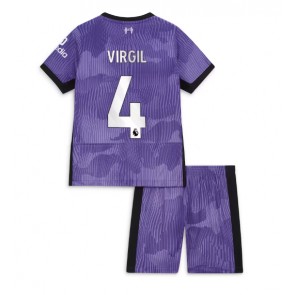 Liverpool Virgil van Dijk #4 Dětské Alternativní dres komplet 2023-24 Krátký Rukáv (+ trenýrky)